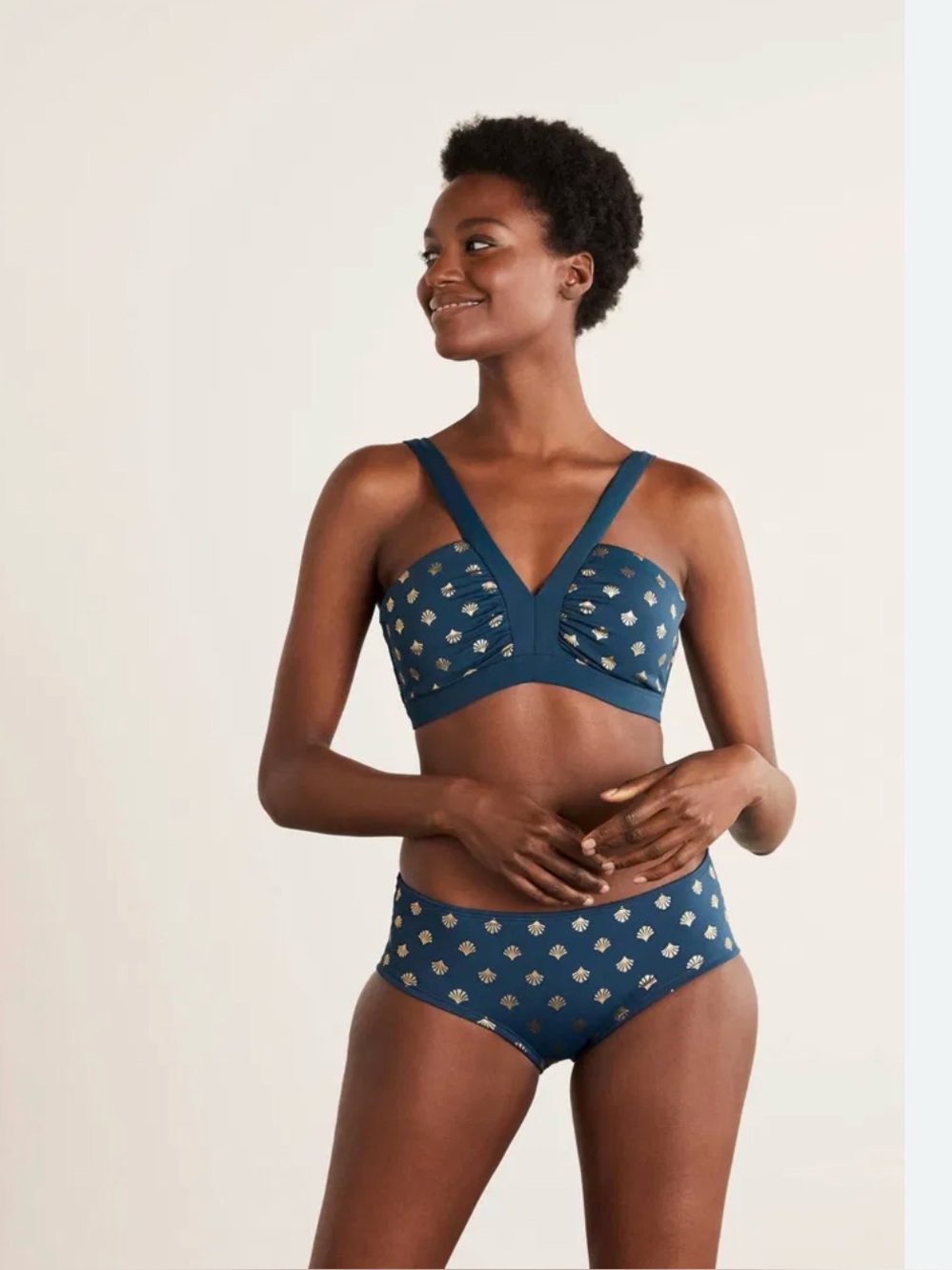 Boden Hipster Teal and Gold Bikini Bottoms Size 6